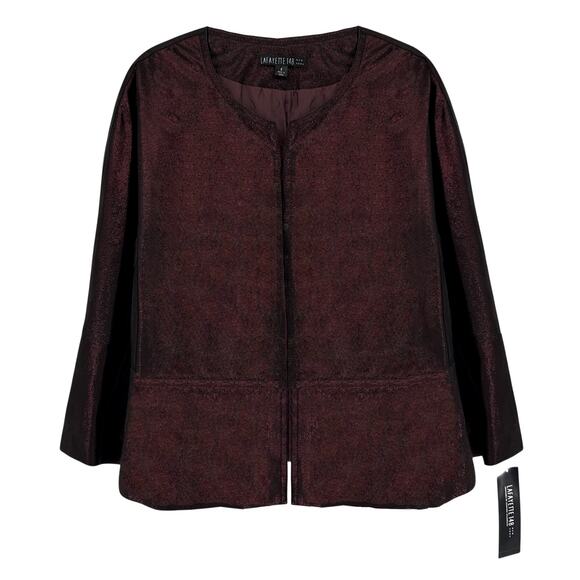 LAFAYETTE 148 New York 3/4 Sleeve Ritchie Leather Jacket in Beet 8|M - Picture 1 of 14